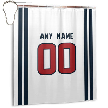 Custom Football Houston Texans style personalized shower curtain custom design name and number set of 12 shower curtain hooks Rings