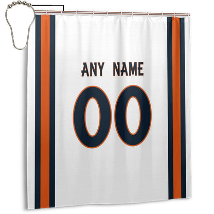 Custom Football Denver Broncos style personalized shower curtain custom design name and number set of 12 shower curtain hooks Rings
