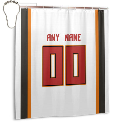 Custom Football Tampa Bay Buccaneers style personalized shower curtain custom design name and number set of 12 shower curtain hooks Rings