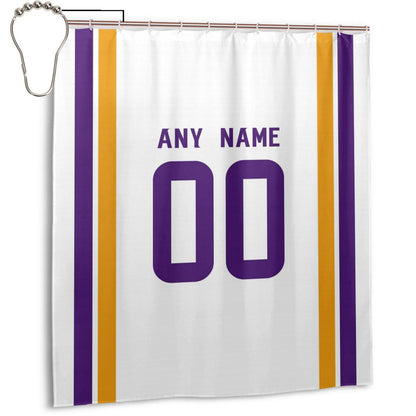Custom Football Minnesota Vikings style personalized shower curtain custom design name and number set of 12 shower curtain hooks Rings