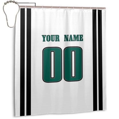 Custom Football Philadelphia Eagles style personalized shower curtain custom design name and number set of 12 shower curtain hooks Rings