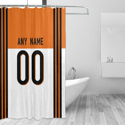 Custom Football Cincinnati Bengals style personalized shower curtain custom design name and number set of 12 shower curtain hooks Rings
