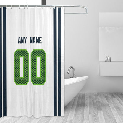 Custom Football Seattle Seahawks style personalized shower curtain custom design name and number set of 12 shower curtain hooks Rings