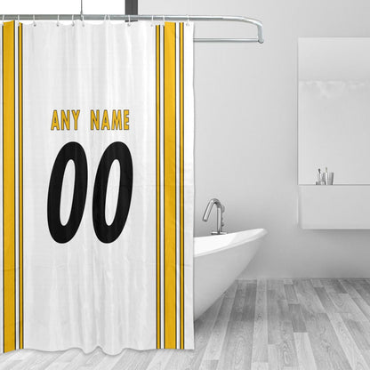Custom Football Pittsburgh Steelers style personalized shower curtain custom design name and number set of 12 shower curtain hooks Rings