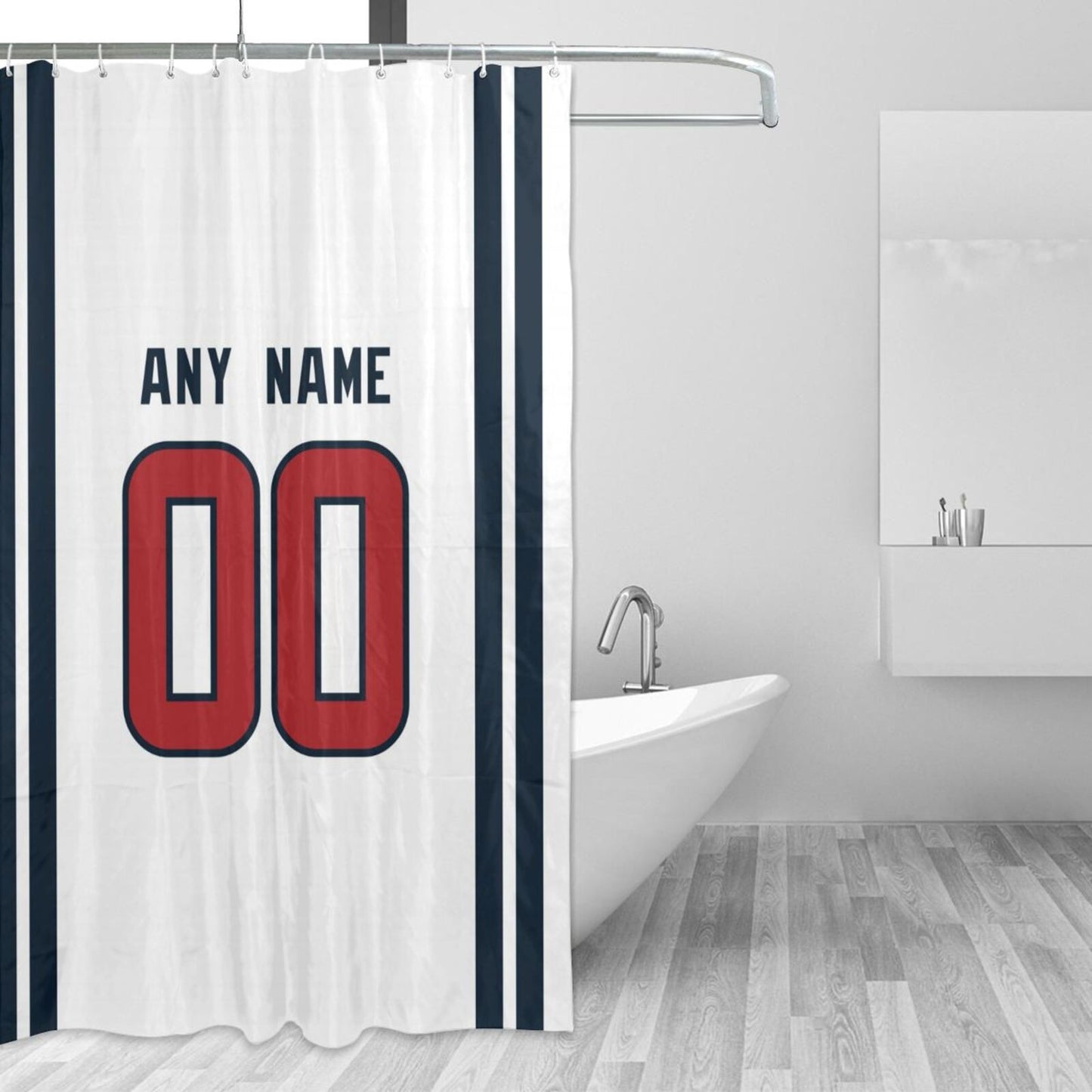 Custom Football Houston Texans style personalized shower curtain custom design name and number set of 12 shower curtain hooks Rings