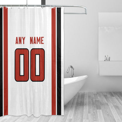 Custom Football Atlanta Falcons style personalized shower curtain custom design name and number set of 12 shower curtain hooks Rings