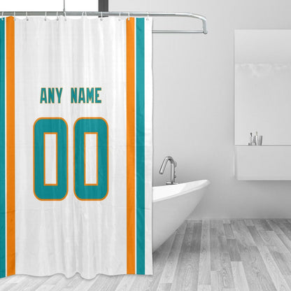 Custom Football Miami Dolphins style personalized shower curtain custom design name and number set of 12 shower curtain hooks Rings