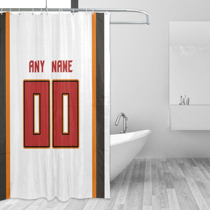 Custom Football Tampa Bay Buccaneers style personalized shower curtain custom design name and number set of 12 shower curtain hooks Rings