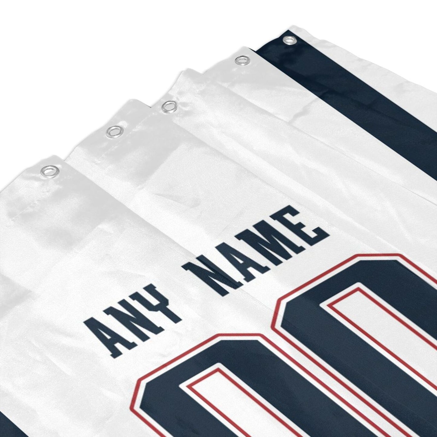 Custom Football New England Patriots style personalized shower curtain custom design name and number set of 12 shower curtain hooks Rings