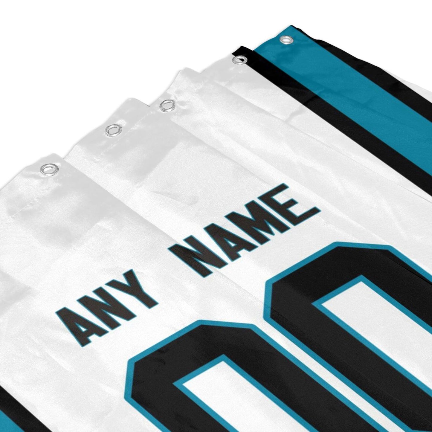 Custom Football Carolina Panthers style personalized shower curtain custom design name and number set of 12 shower curtain hooks Rings