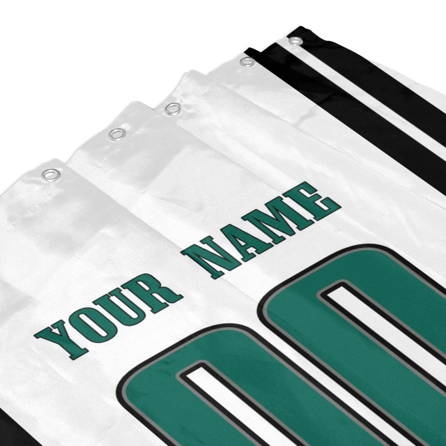 Custom Football Philadelphia Eagles style personalized shower curtain custom design name and number set of 12 shower curtain hooks Rings