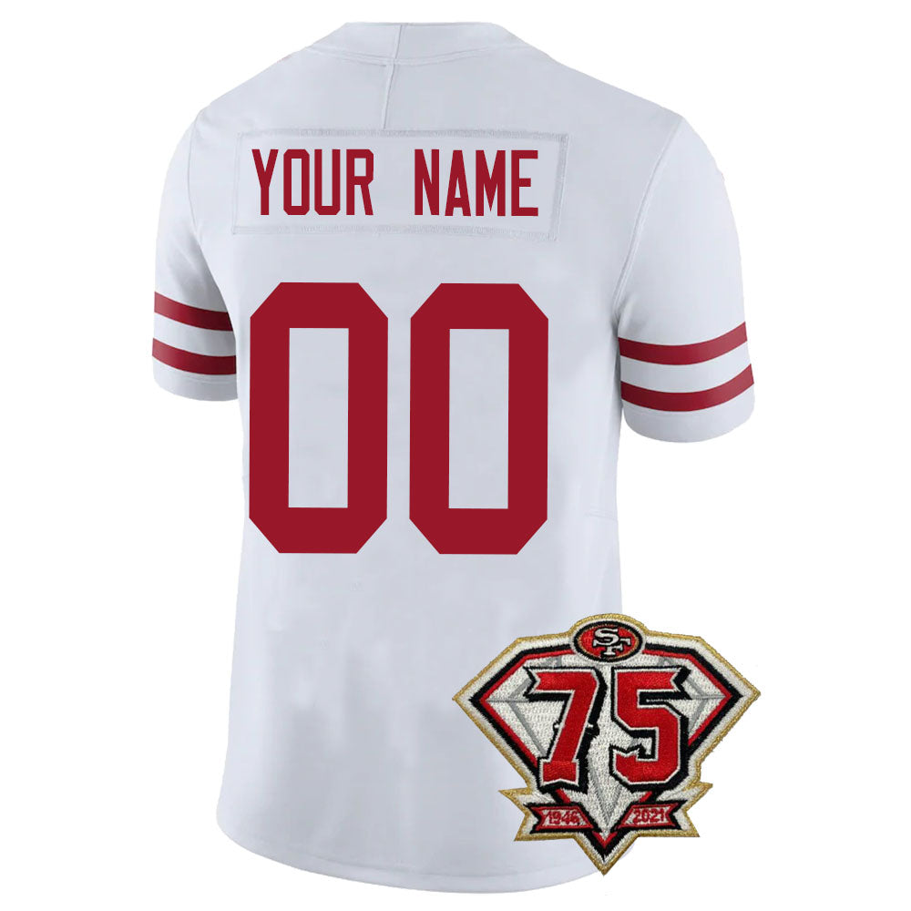 Custom Men's Kids Women's San Francisco 49ers Football Jersey Color Red Black And White With 75th Patch