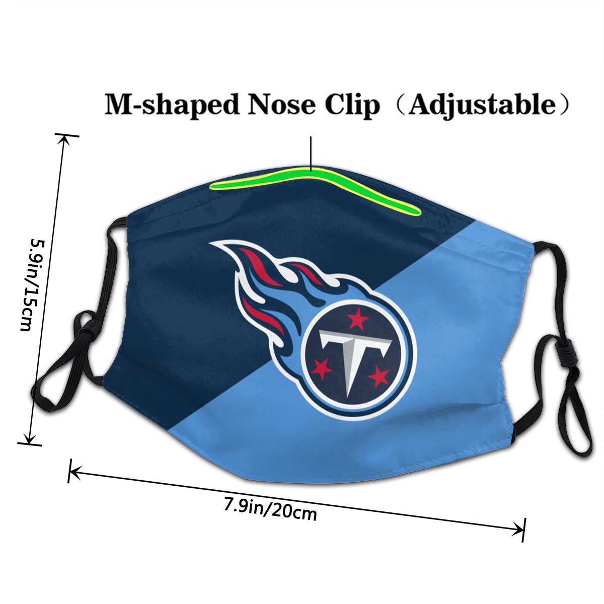 Custom Football Personalized Tennessee Titans Dust Face Mask With Filters PM 2.5