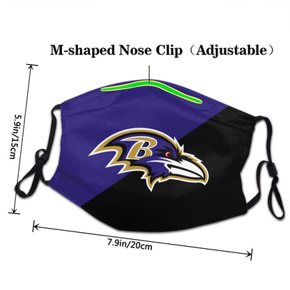 Custom Football Personalized Baltimore Ravens Dust Face Mask With Filters PM 2.5