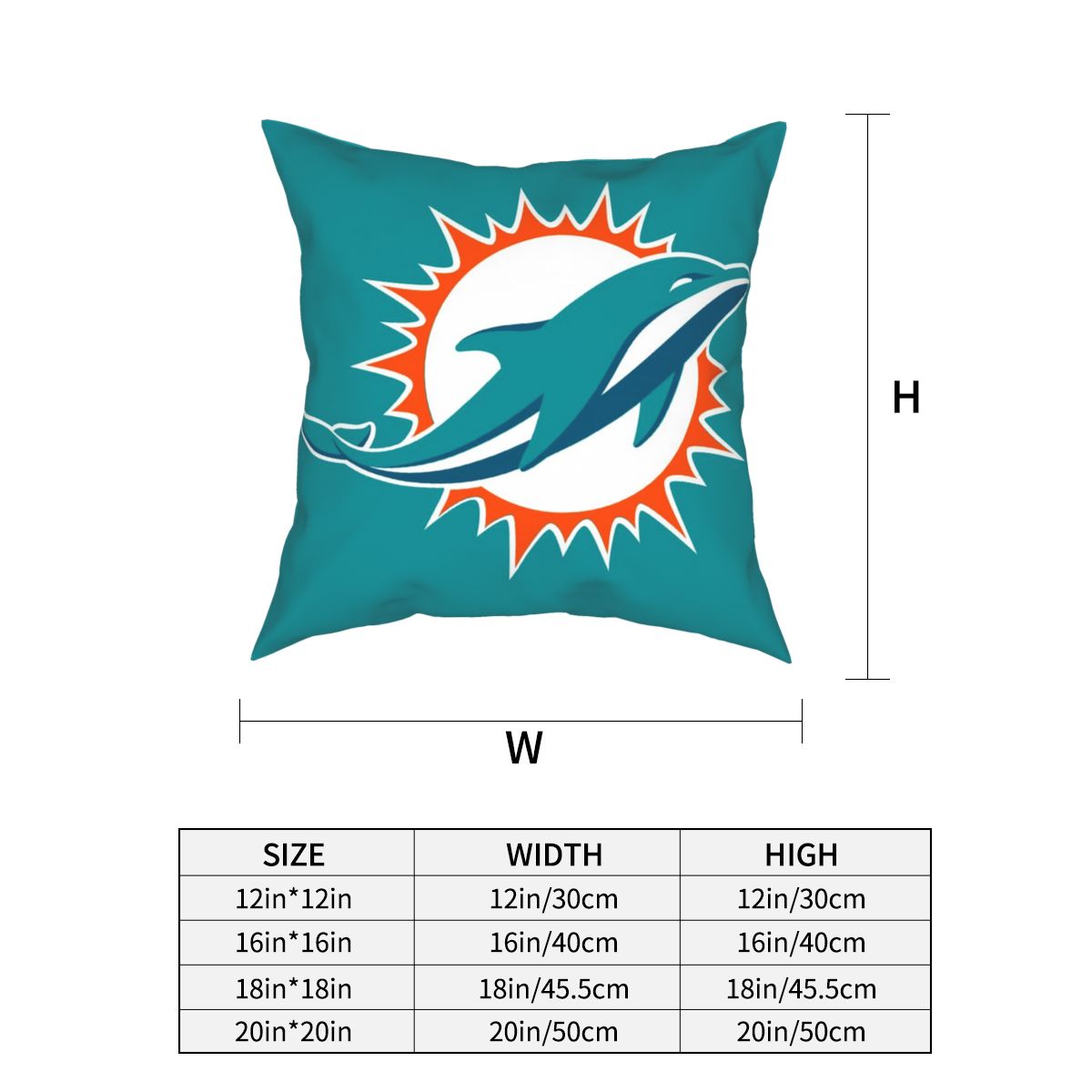 Custom Decorative Football Pillow Case Miami Dolphins Pillowcase Personalized Throw Pillow Covers