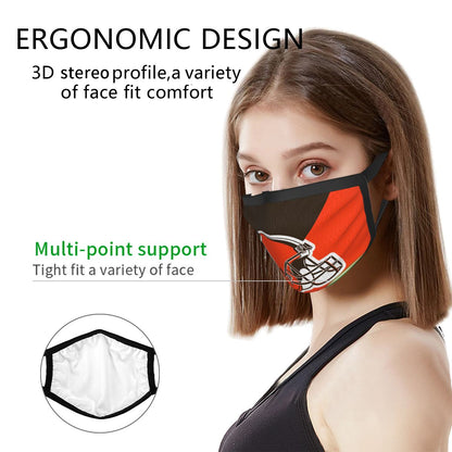 Custom Football Personalized Cleveland Browns Dust Face Mask With Filters PM 2.5