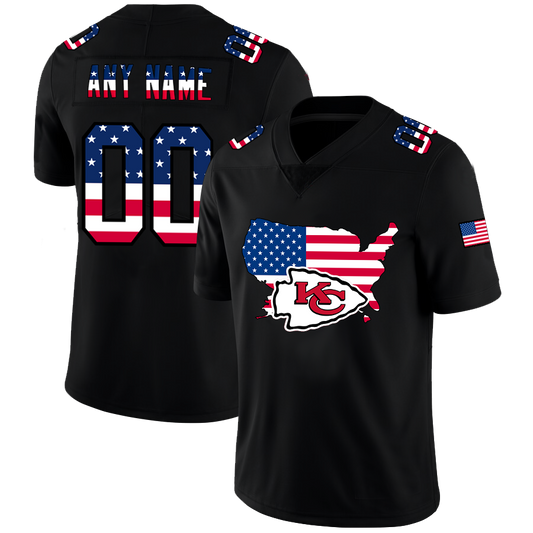 Custom Kansas City Chiefs Football Black Limited Fashion Flag Stitched Jerseys