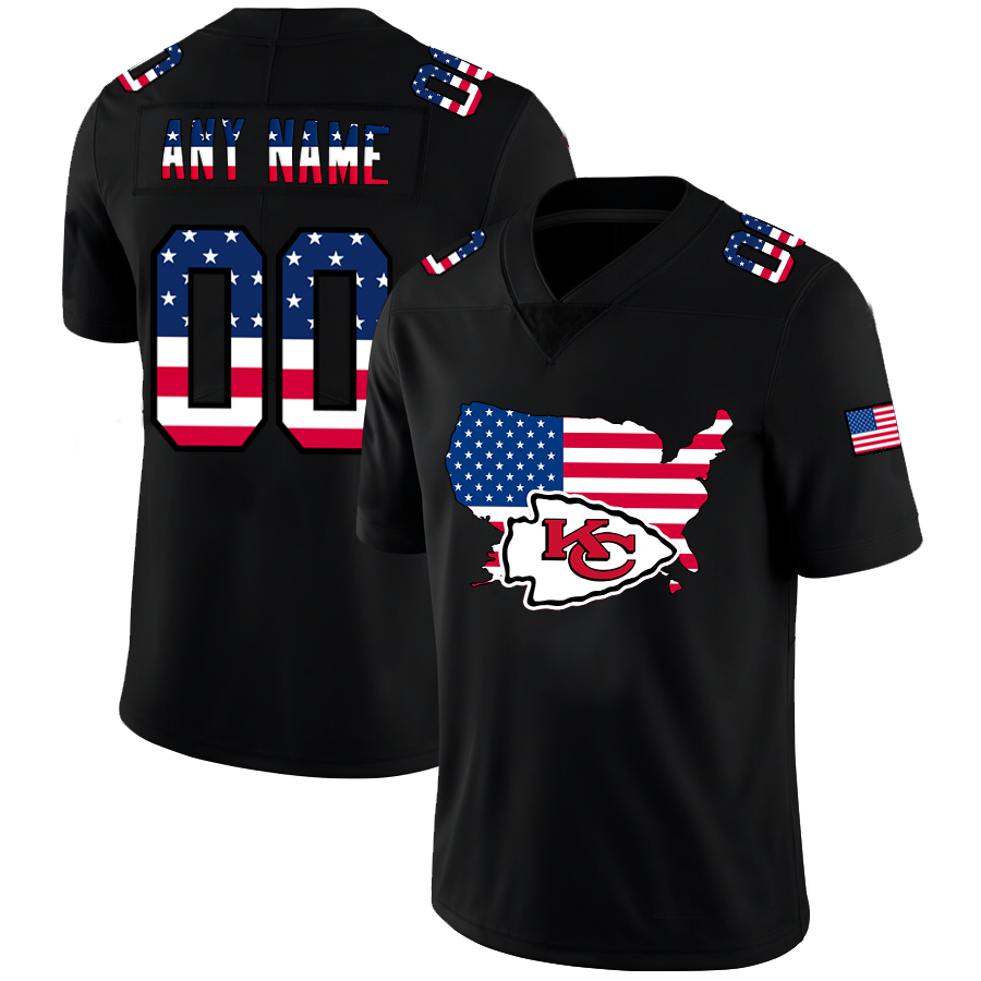 Custom Kansas City Chiefs Football Black Limited Fashion Flag Stitched Jerseys