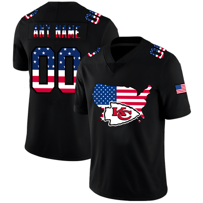 Custom Kansas City Chiefs Football Black Limited Fashion Flag Stitched Jerseys