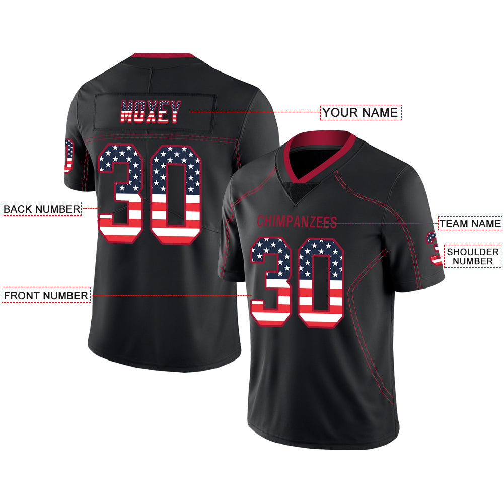 Custom Men's American Arizona Cardinals Black USA Flag Fashion Vapor Limited Stitched Football Jersey