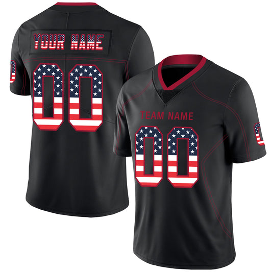 Custom Men's American Arizona Cardinals Black USA Flag Fashion Vapor Limited Stitched Football Jersey