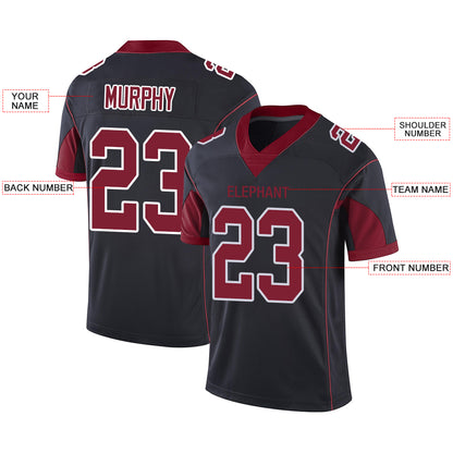 Custom Men's American Arizona Color Rush Black Stitched Football Jerseys