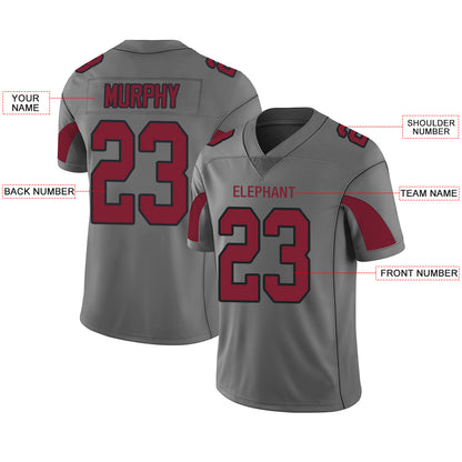 Custom Arizona Cardinals Stitched American Football Jerseys Personalize Birthday Gifts Grey Jersey