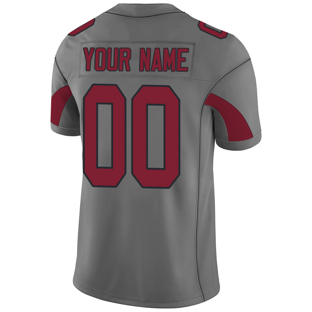 Custom Arizona Cardinals Stitched American Football Jerseys Personalize Birthday Gifts Grey Jersey