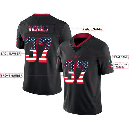 Custom Men's American Atlanta Falcons Black USA Flag Fashion Vapor Limited Stitched Football Jersey