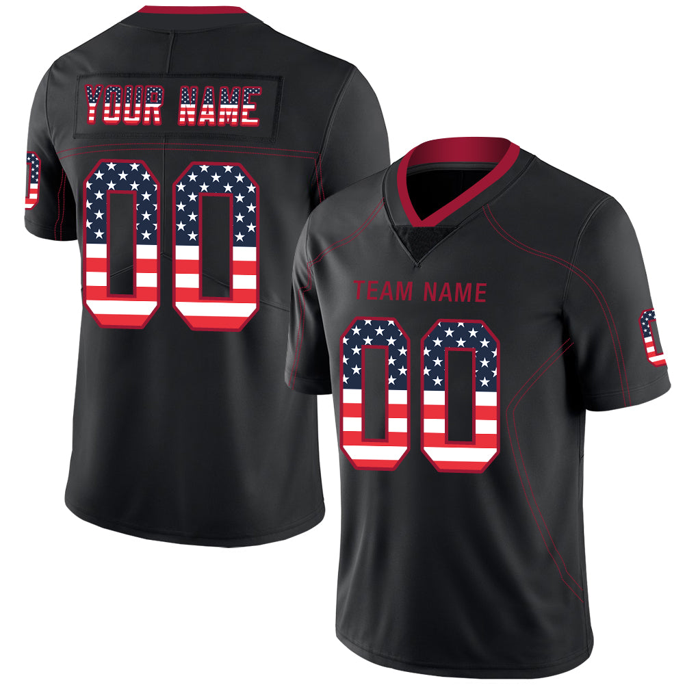 Custom Men's American Atlanta Falcons Black USA Flag Fashion Vapor Limited Stitched Football Jersey