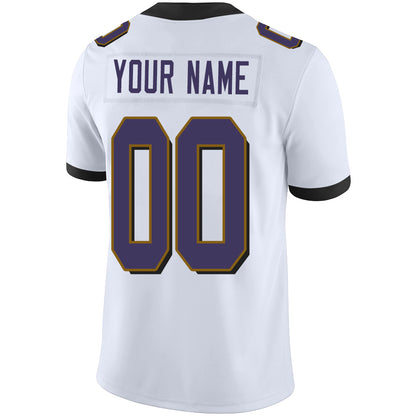 Custom Men's American Baltimore Ravens White Vapor Limited Stitched Football Jersey