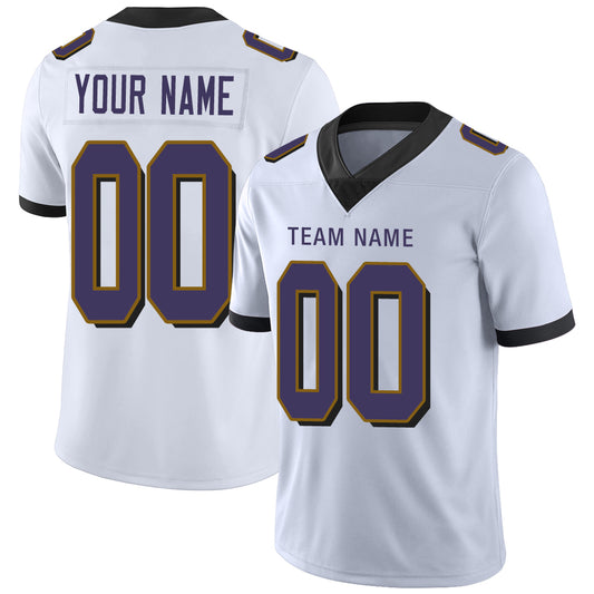 Custom Baltimore Ravens Stitched American Football Jerseys Personalize Birthday Gifts White Jersey