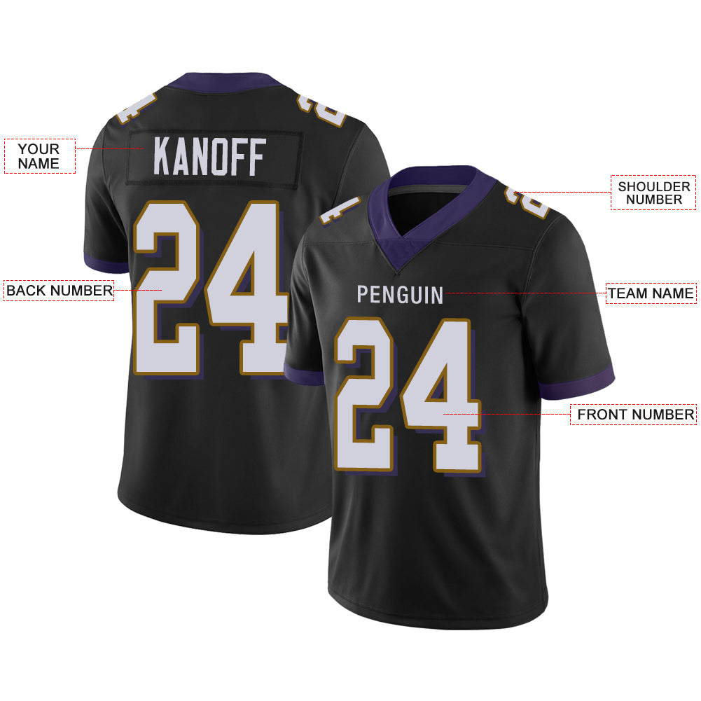 Custom Men's American Baltimore Ravens Black Vapor Limited Stitched Football Jersey