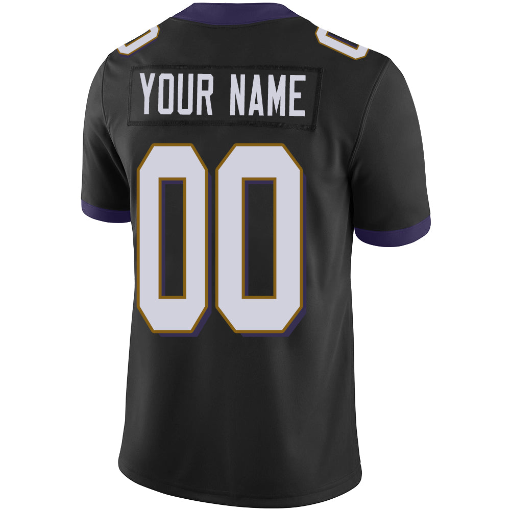 Custom Men's American Baltimore Ravens Black Vapor Limited Stitched Football Jersey