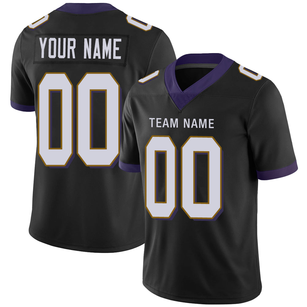 Custom Men's American Baltimore Ravens Black Vapor Limited Stitched Football Jersey