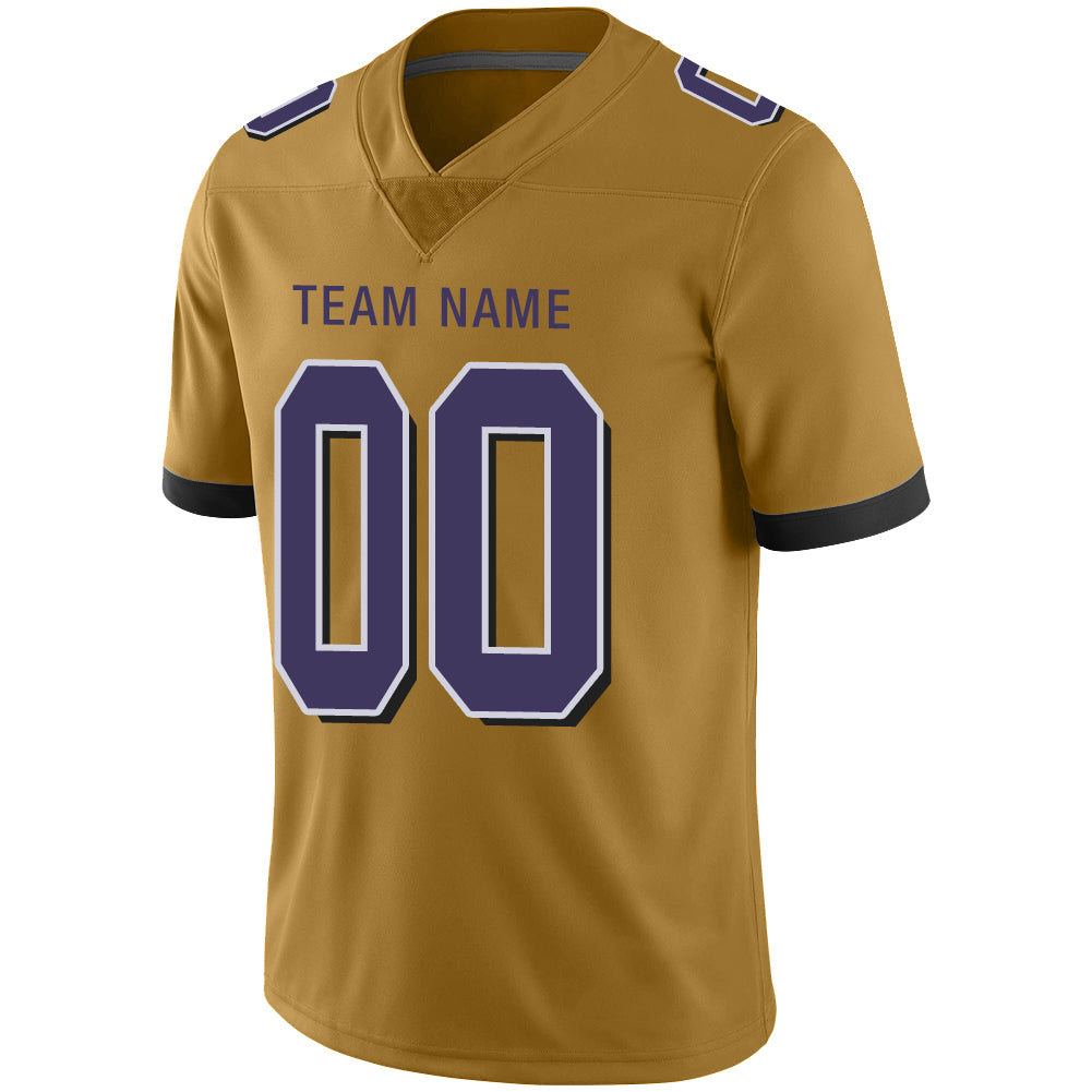 Custom Men's American Baltimore Ravens Gold Fashion Vapor Limited Stitched Football Jerseys