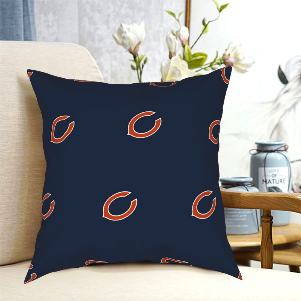 Custom Decorative Football Pillow Case Chicago Bears Pillowcase Personalized Throw Pillow Covers