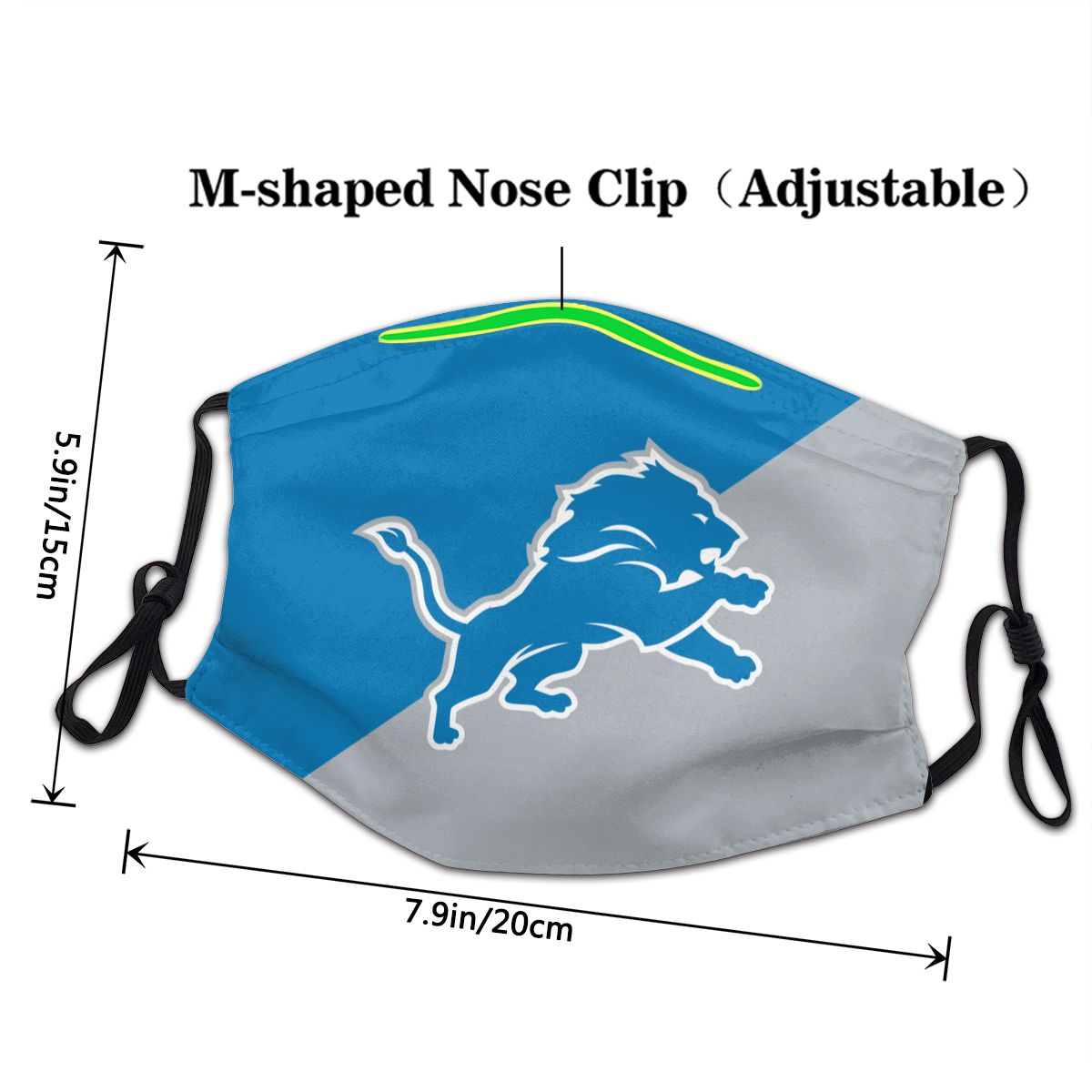 Custom Football Personalized Detroit Lions Dust Face Mask With Filters PM 2.5