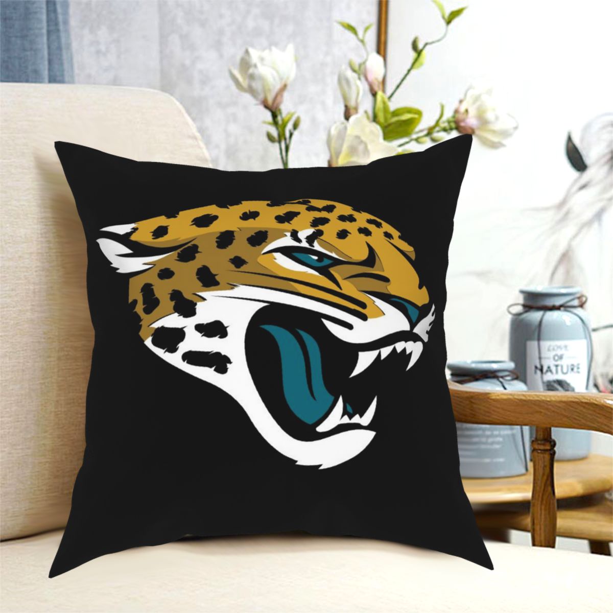 Custom Decorative Football Pillow Case Jacksonville Jaguars Black Pillowcase Personalized Throw Pillow Covers