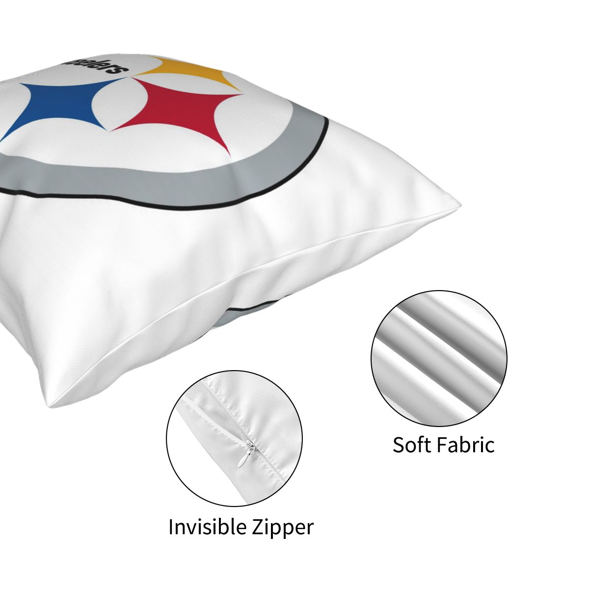 Custom Decorative Football Pillow Case Pittsburgh Steelers White Pillowcase Personalized Throw Pillow Covers