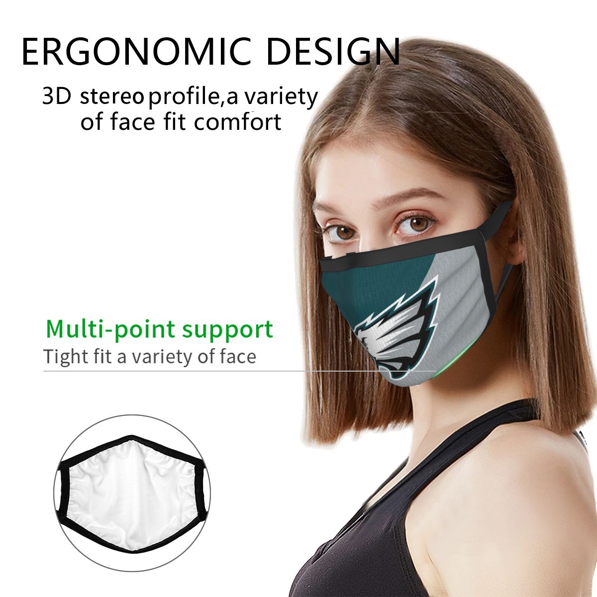 Custom Football Personalized Philadelphia Eagles Dust Face Mask With Filters PM 2.5