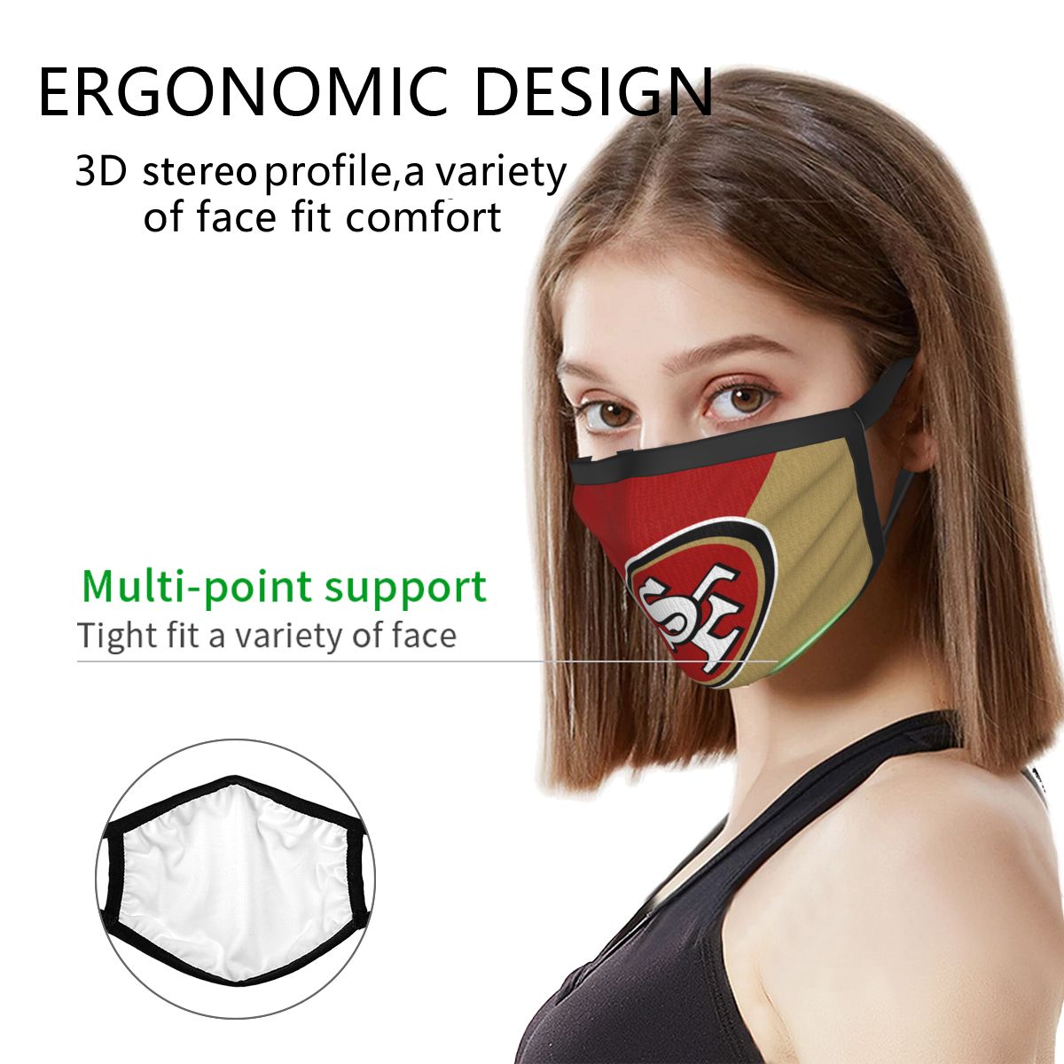 Custom Football Personalized San Francisco 49ers Dust Face Mask With Filters PM 2.5