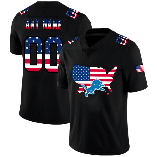Custom Detroit Lions Football Black Limited Fashion Flag Stitched Jerseys