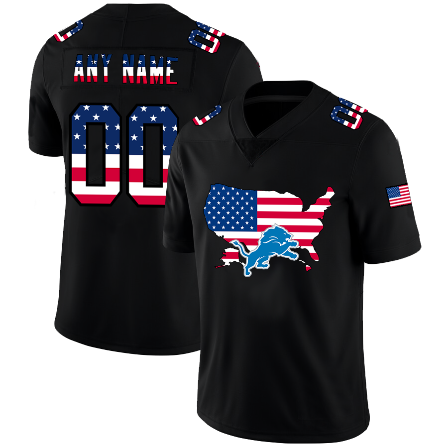 Custom Detroit Lions Football Black Limited Fashion Flag Stitched Jerseys