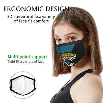 Custom Football Personalized Jacksonville Jaguars Dust Face Mask With Filters PM 2.5