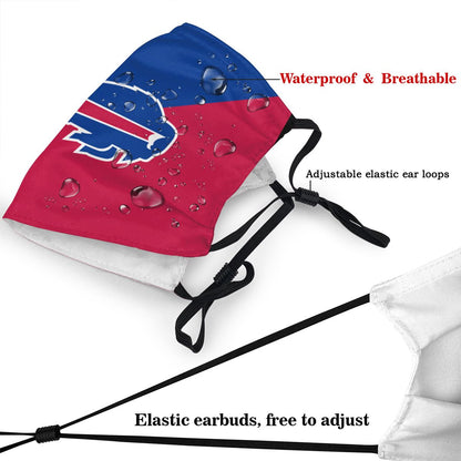 Custom Football Personalized Buffalo Bills Dust Face Mask With Filters PM 2.5