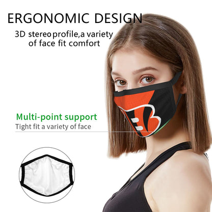 Custom Football Personalized Cincinnati Bengals Dust Face Mask With Filters PM 2.5