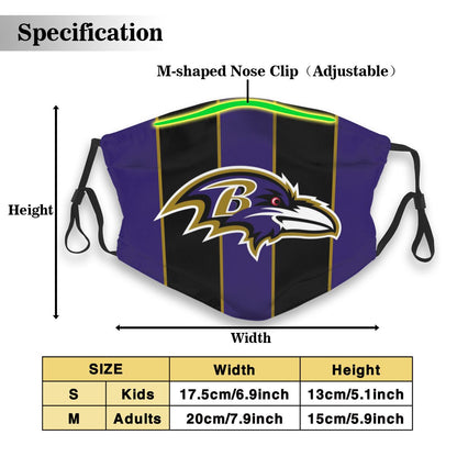 Custom Football Personalized B.Raven 02- Purple Dust Face Mask With Filters PM 2.5