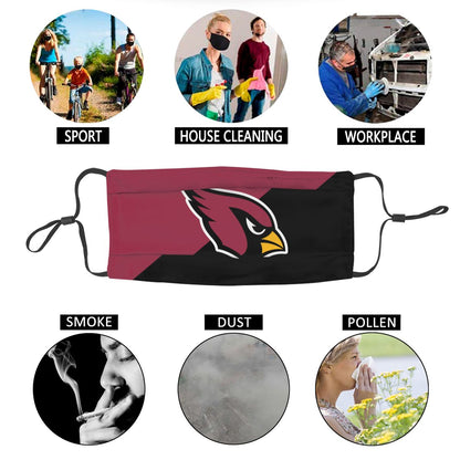 Custom Football Personalized Arizona Cardinals Dust Face Mask With Filters PM 2.5