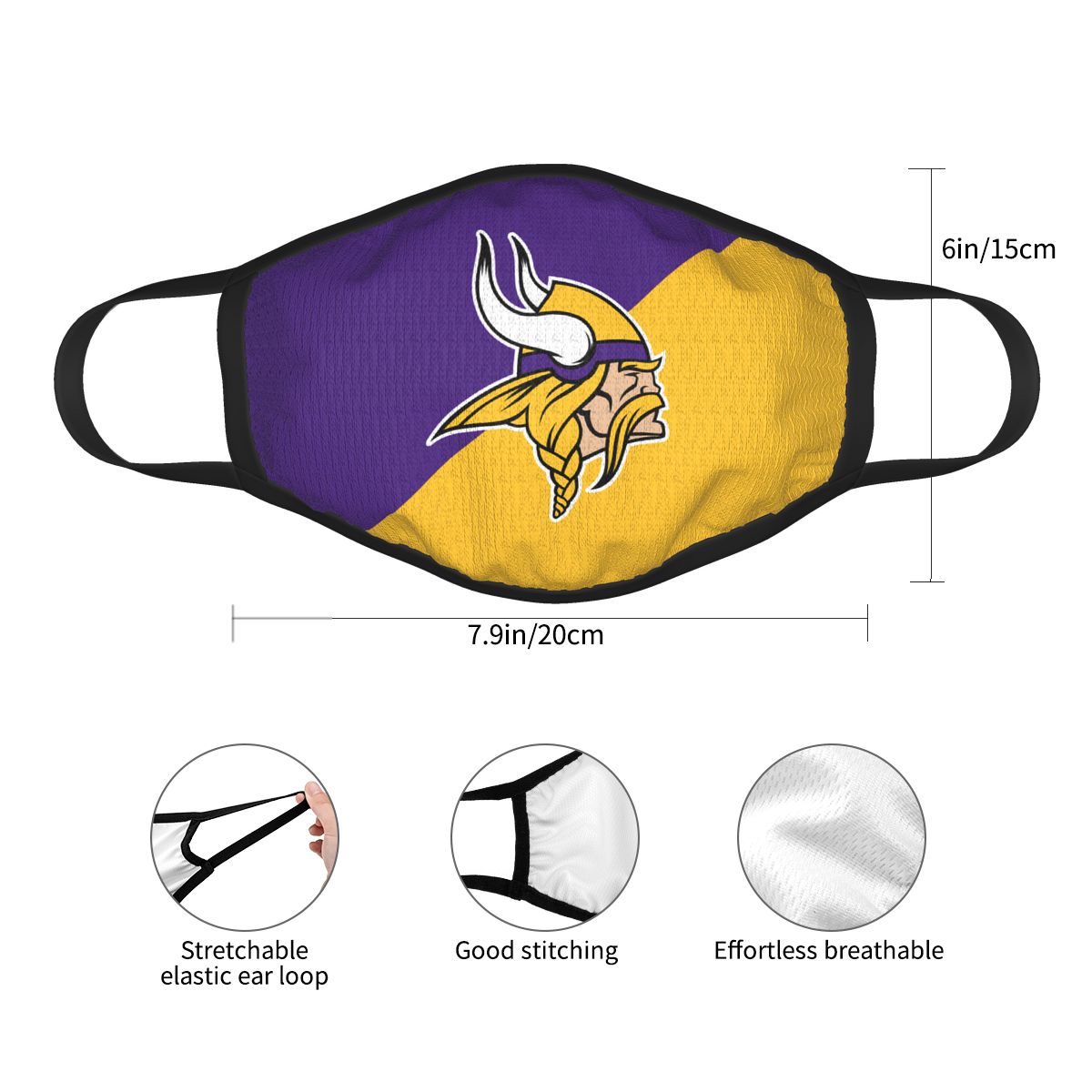 Custom Football Personalized Minnesota Vikings Dust Face Mask With Filters PM 2.5